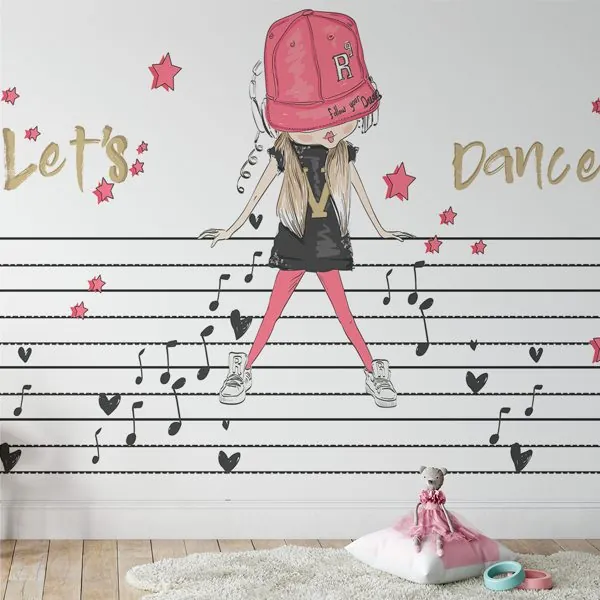 Lets dance — ambiente com o papel de parede aplicado