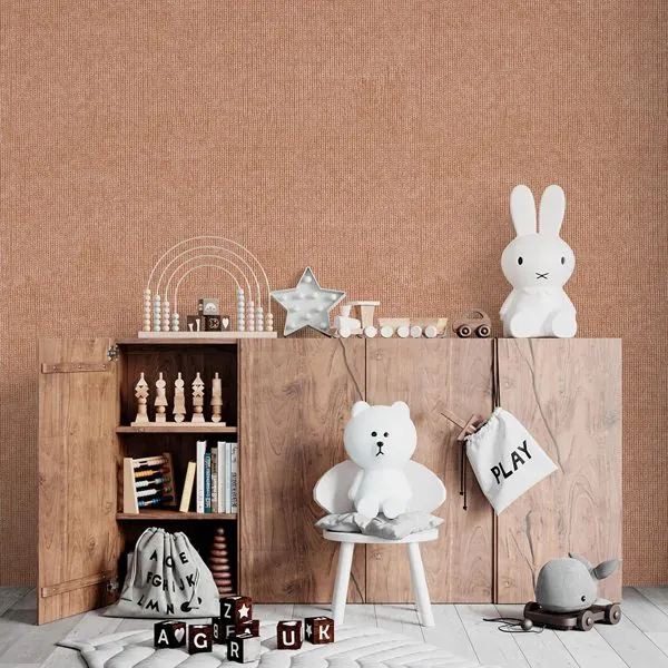 Malha Tricot Caramelo — ambiente com o papel de parede aplicado