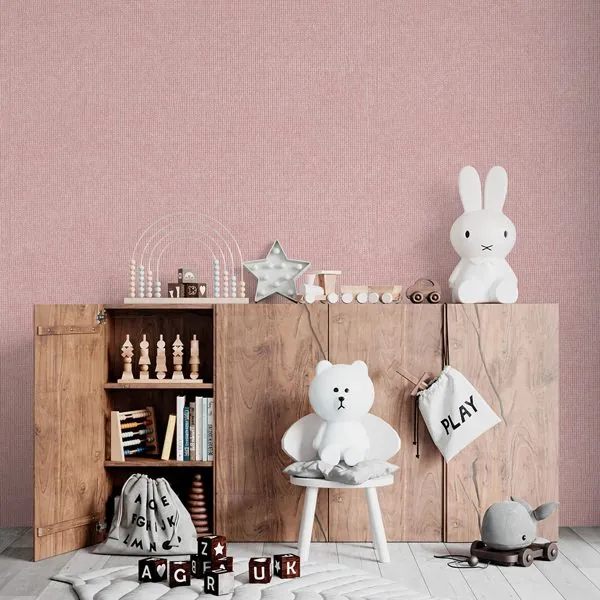 Malha Tricot Rosé — ambiente com o papel de parede aplicado