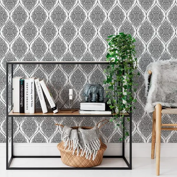 Mandala Preto — ambiente com o papel de parede aplicado