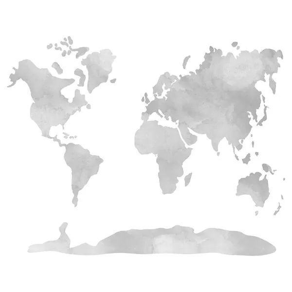 Mapa Mundo Aquarela Cinza — estampa do papel de parede