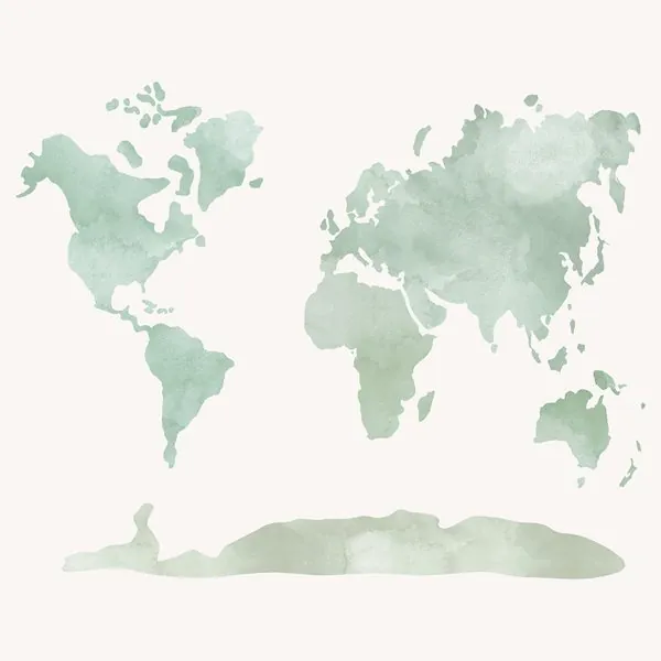 Mapa Mundo Aquarela Verde — estampa do papel de parede