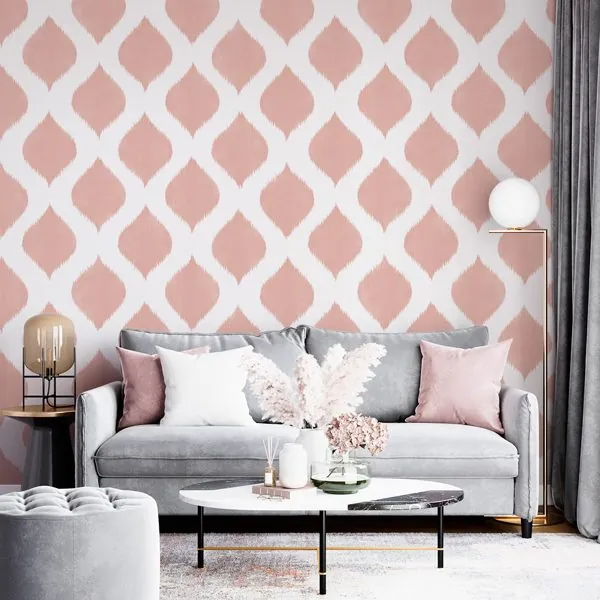 Medalhão Textura Rose — ambiente com o papel de parede aplicado
