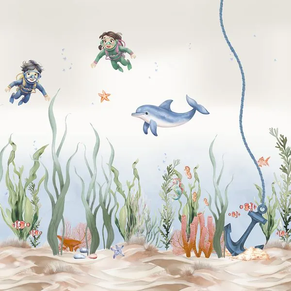 Mergulho no Fundo do Mar — estampa do papel de parede