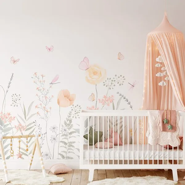 Meu Jardim Acolhedor — ambiente com o papel de parede aplicado