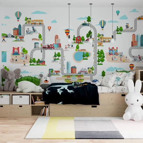 My City — ambiente com o papel de parede aplicado