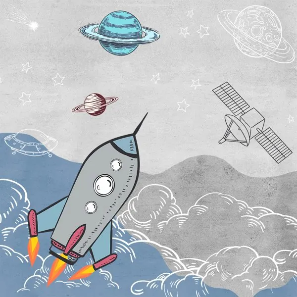 Nave Espacial — estampa do papel de parede