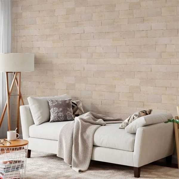 Pedras Bege — ambiente com o papel de parede aplicado