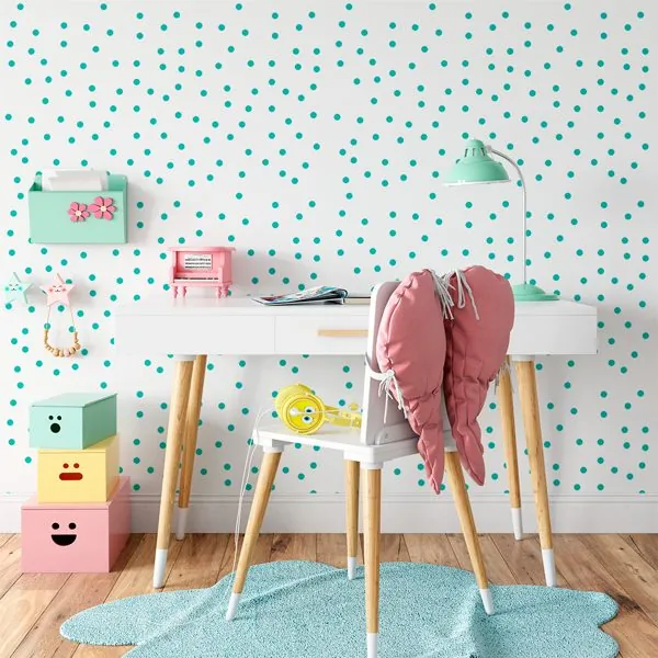 Poa Assimetrico Tiffany — ambiente com o papel de parede aplicado