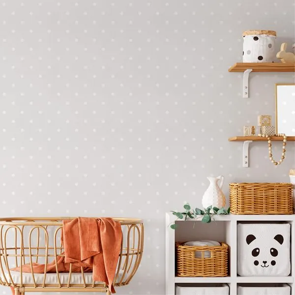 Poa Cinza — ambiente com o papel de parede aplicado