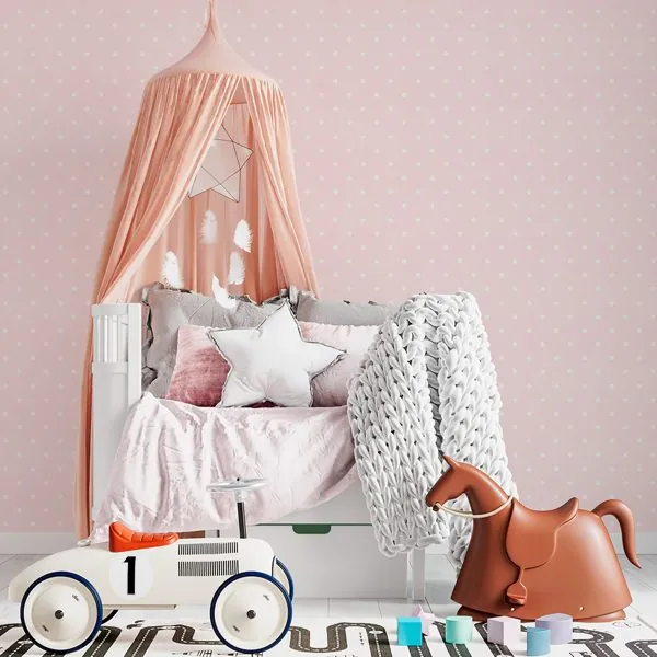 Poa Rosa — ambiente com o papel de parede aplicado