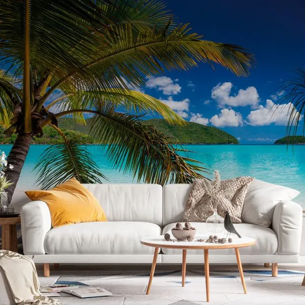 Praia — ambiente com o papel de parede aplicado