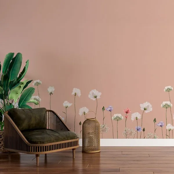 Primavera Clair Mocha Mousse — ambiente com o papel de parede aplicado