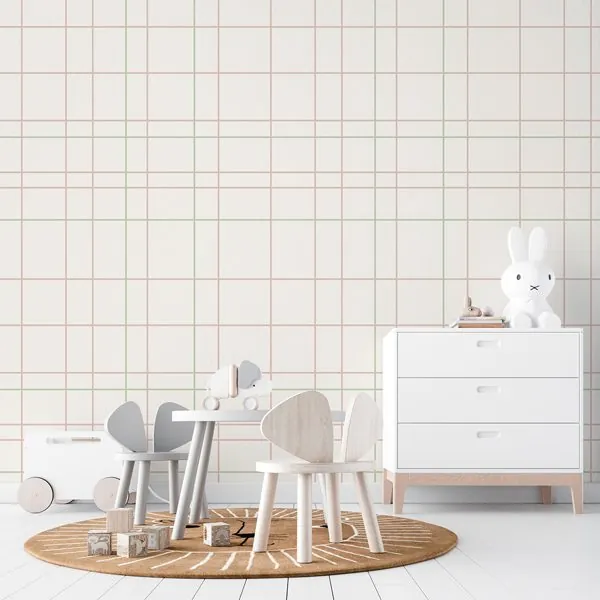 Quadriculado do Campo — ambiente com o papel de parede aplicado