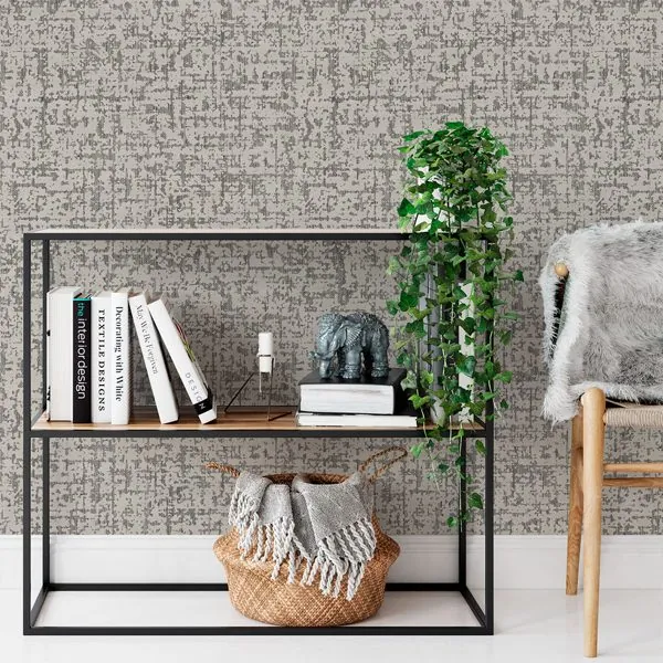 Rustico Desgastado — ambiente com o papel de parede aplicado