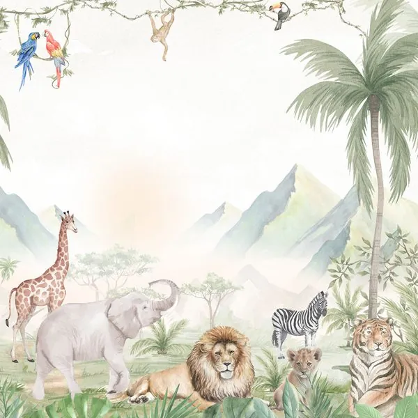 Safari Paisagem — estampa do papel de parede