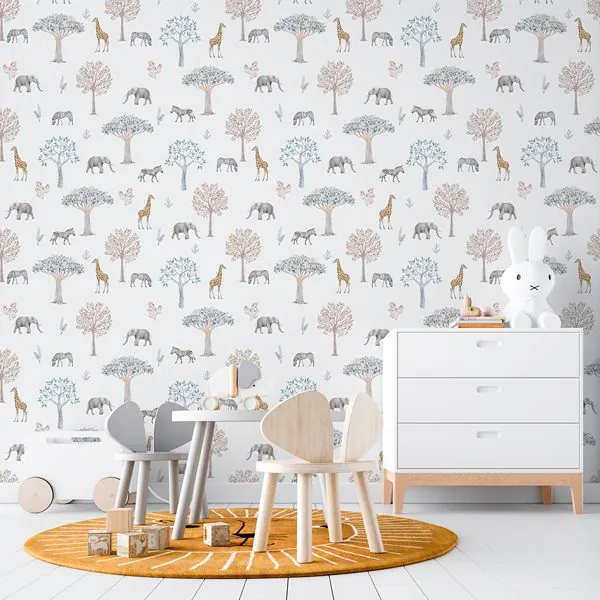 Savana Allover — ambiente com o papel de parede aplicado