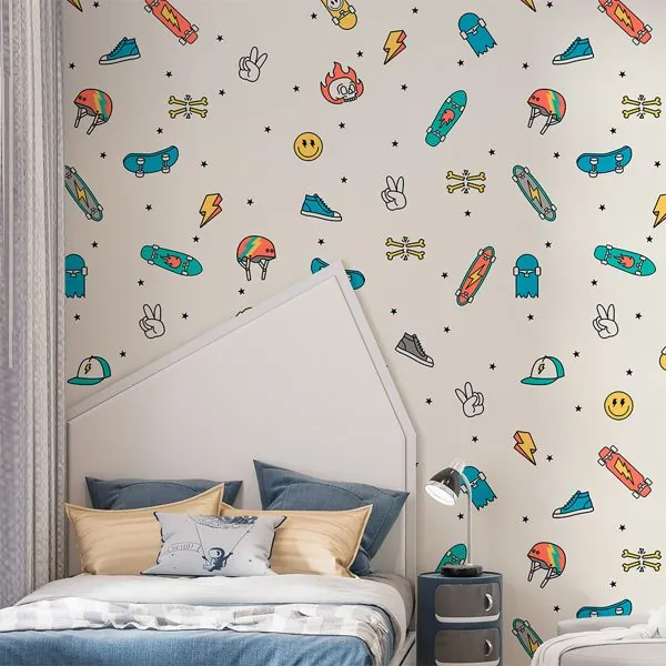 Skate Icons — ambiente com o papel de parede aplicado
