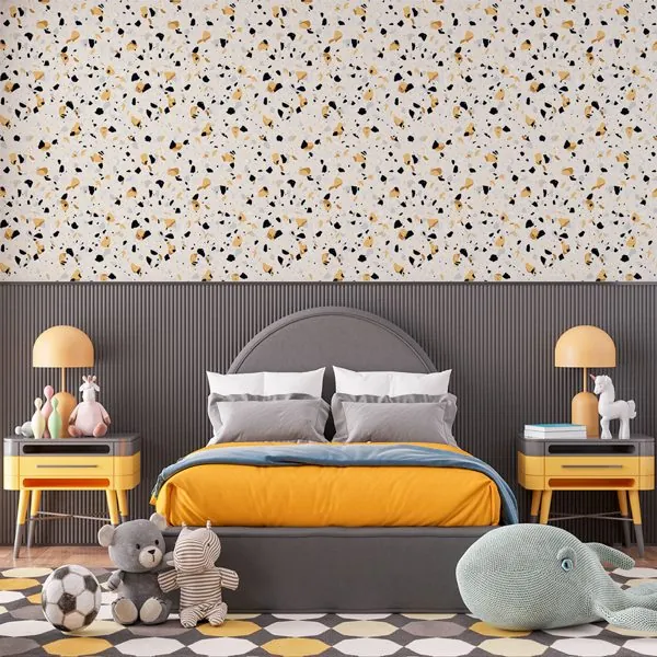 Terrazzo Amarelo — ambiente com o papel de parede aplicado