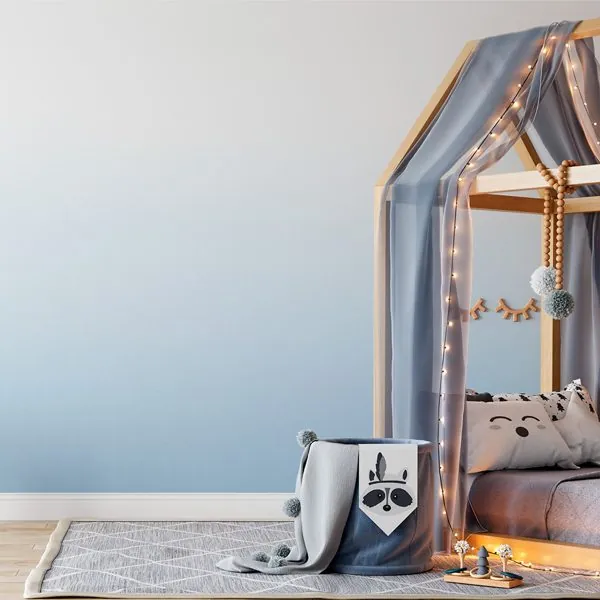 Textura Degrade Azul Claro — ambiente com o papel de parede aplicado