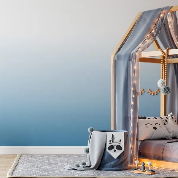 Textura Degrade Azul — ambiente com o papel de parede aplicado