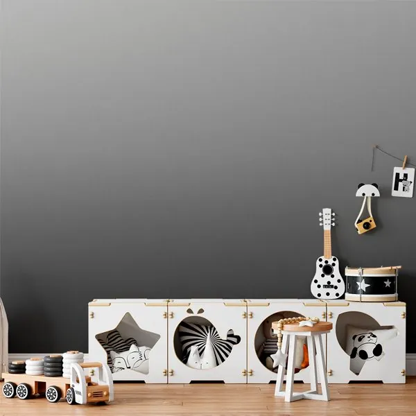 Textura Degrade Preto — ambiente com o papel de parede aplicado