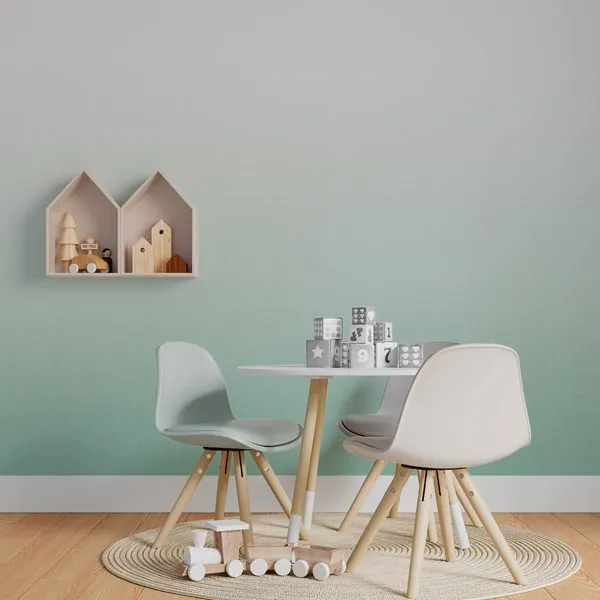 Textura Degrade Verde — ambiente com o papel de parede aplicado