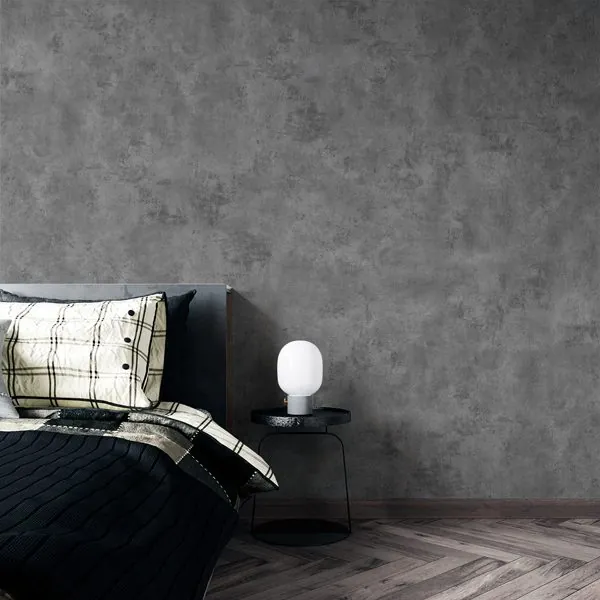 Textura Desgastada Grafite — ambiente com o papel de parede aplicado