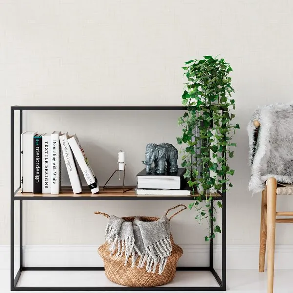 Textura Flame Bege — ambiente com o papel de parede aplicado