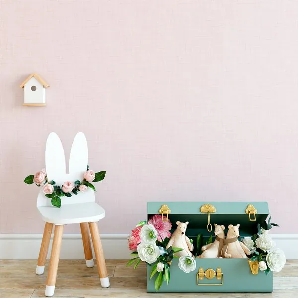Textura Flame Rosa — ambiente com o papel de parede aplicado