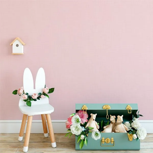 Textura Flame Rose — ambiente com o papel de parede aplicado