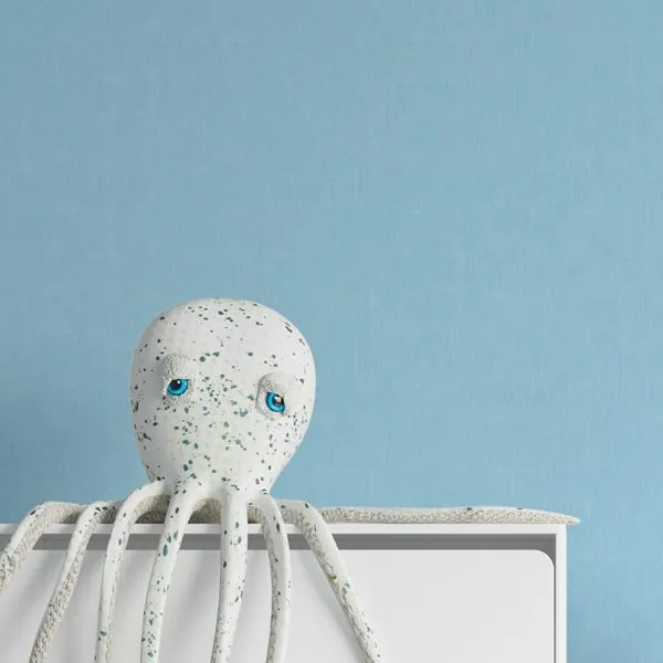 Textura Linen Azul — ambiente com o papel de parede aplicado