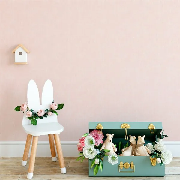 Textura Linen Rose — ambiente com o papel de parede aplicado