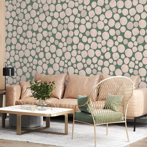 Toras Abstratas Verde — ambiente com o papel de parede aplicado
