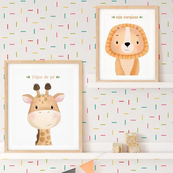 Traços Coloridos — ambiente com o papel de parede aplicado