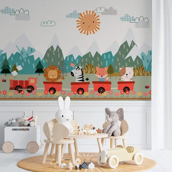 Trenzinho Infantil — ambiente com o papel de parede aplicado
