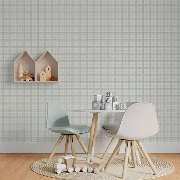 Xadrez Point Verde — ambiente com o papel de parede aplicado