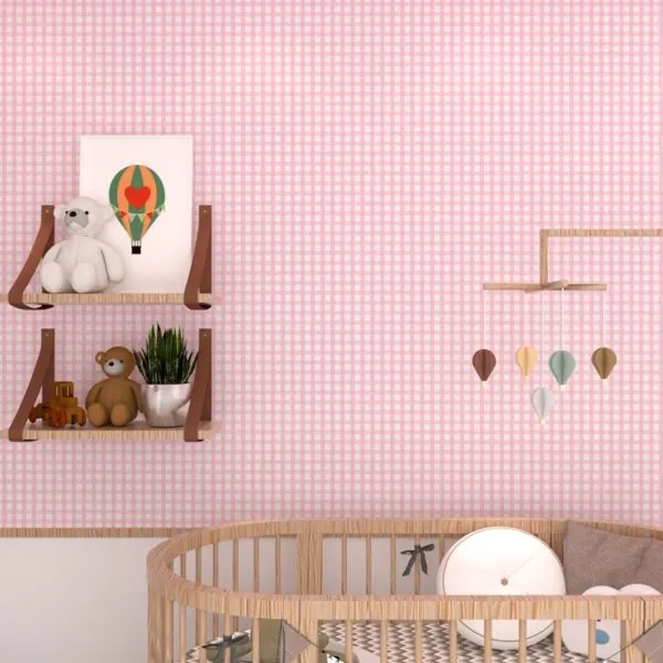 Xadrez Rosa — ambiente com o papel de parede aplicado