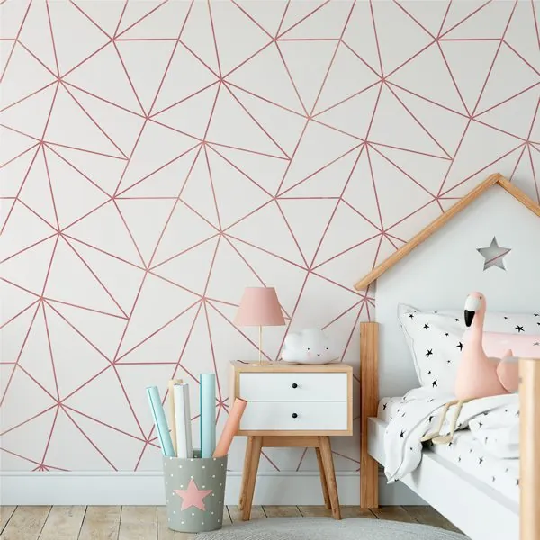 Zara Rose Gold Clean — ambiente com o papel de parede aplicado